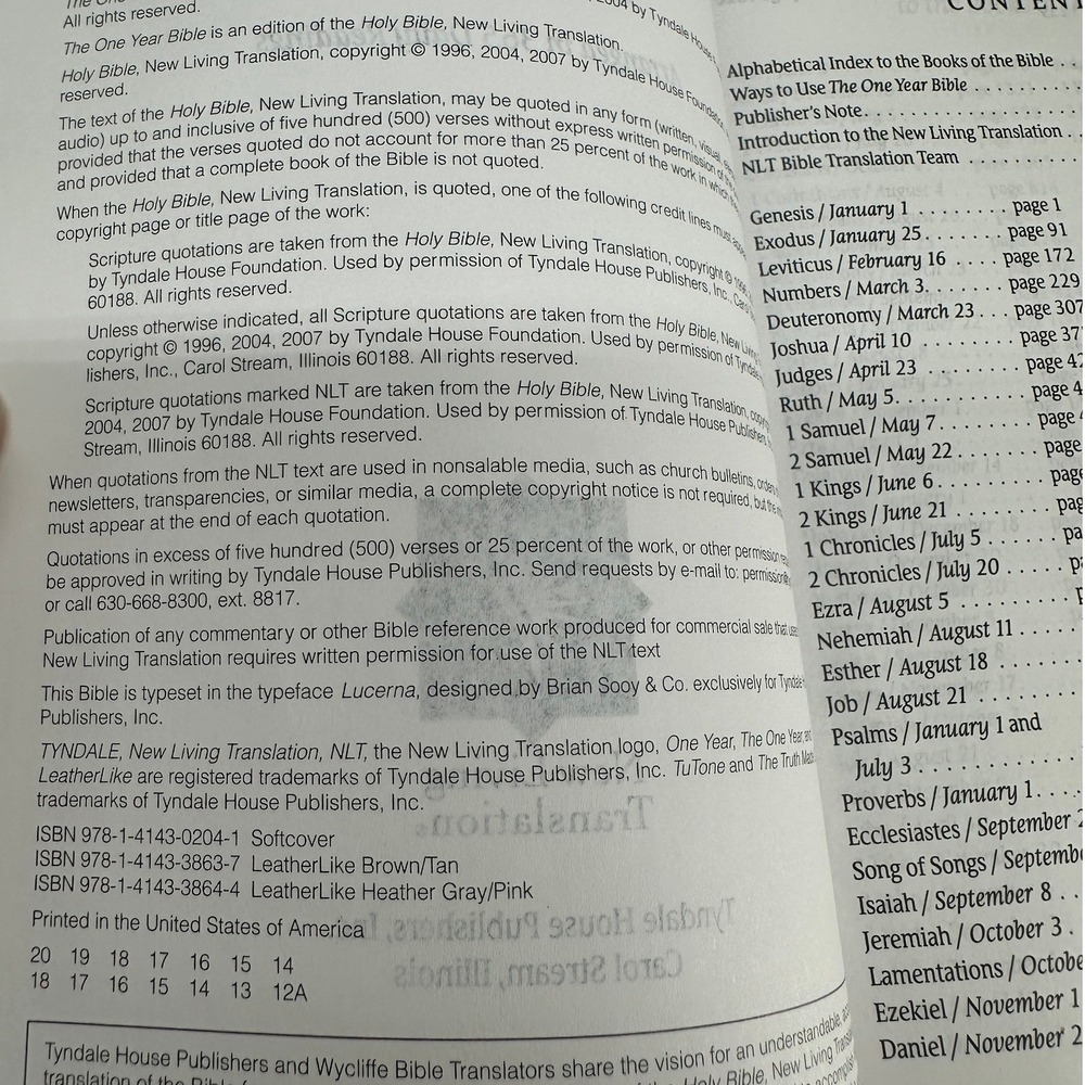 The One Year Bible NLT New Living Translation Softcover Daily Devotional Tyndale - Picture 8 of 8